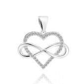 Pandantiv argint inima cu pietre si infinit DiAmanti Z1781CR_W-DIA